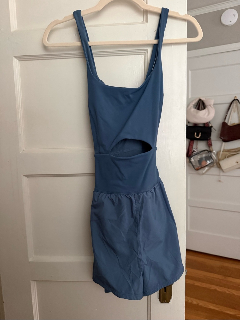 FP Movement by Free People Dusty Blue Cutout Athletic Bodysuit Romper
